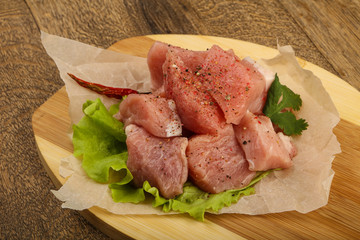 Raw pork pieces