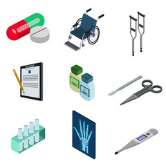 medicine icon isometric set