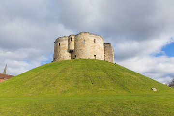Fototapeta na wymiar York UK Clifford`s Tower tourist attraction 13th century medieval castle 