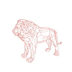 Abstract lion. Isolated on white background. Vector outline illustration.