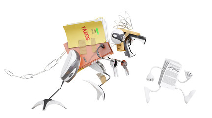 tax monster running after profits, 3D rendering