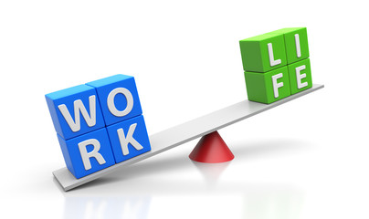 Work Life Words Balancing on a Seesaw.