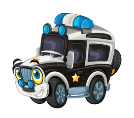 cartoon happy and funny off road police truck / smiling vehicle 