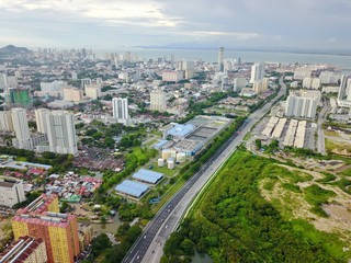 Aerial view from the drone,above the Penang,Malaysia