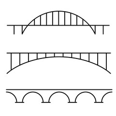 Set of three different line art style bridges