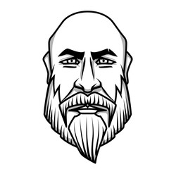 Severe looking bald man with mustache and beard