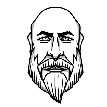 Severe Looking Bald Man With Mustache And Beard