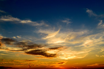 Sunset in sky and cloud, beautiful colorful twilight time ,Abstract background.