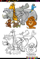 cartoon safari animals coloring book