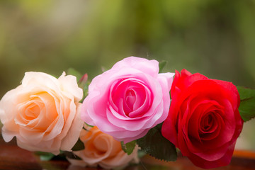 Roses made of fabric,beautiful flowers