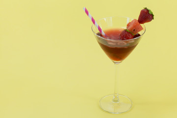 glass of refreshing drink: strawberry juice