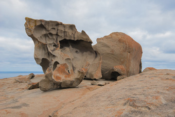 Fototapeta na wymiar Detail of Remarkable Rocks, natural rock formation at Flinders Chase National Park. One of Kangaroo Island's iconic landmarks, South Australia