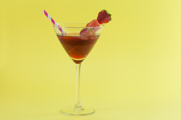 glass of refreshing drink: strawberry juice