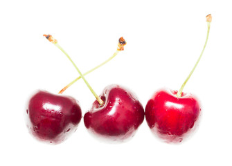 Fototapeta na wymiar Juicy red cherry on a white background