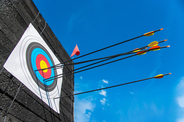 Bow target and blue sky.
