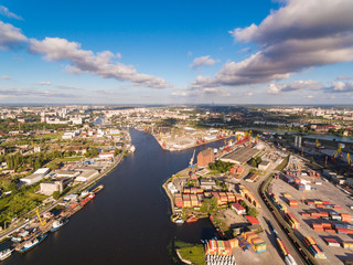 Port of Kaliningrad, top view - obrazy, fototapety, plakaty
