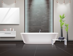Fototapeta na wymiar Realistic Bathroom Interior