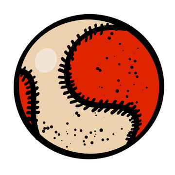 Cartoon image of Baseball ball. An artistic freehand picture.