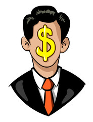 Cartoon image of Businessman Icon. Leadership symbol. An artistic freehand picture.