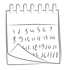 Cartoon image of Calendar Icon. Calendar symbol. An artistic freehand picture.