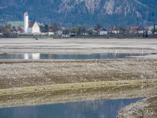 Schwangau behind the Empta Forggen Lake.
Caste Neuschwanstein in the Background.