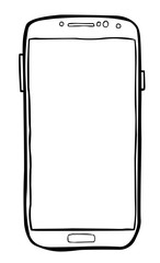 Cartoon image of Cellphone Icon. Smartphone pictogram. An artistic freehand picture.