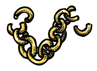 Cartoon image of Chain Icon. Connection symbol. An artistic freehand picture.