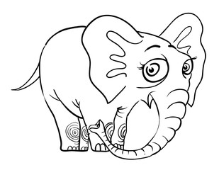 Cartoon image of cute elephant. An artistic freehand picture.