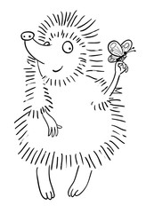 Cartoon image of cute hedgehog. An artistic freehand picture.