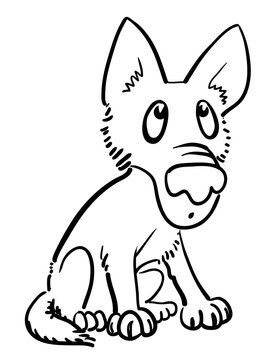 Cartoon image of dog. An artistic freehand picture.