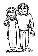 Cartoon image of Family Icon. Parents symbol. An artistic freehand picture.