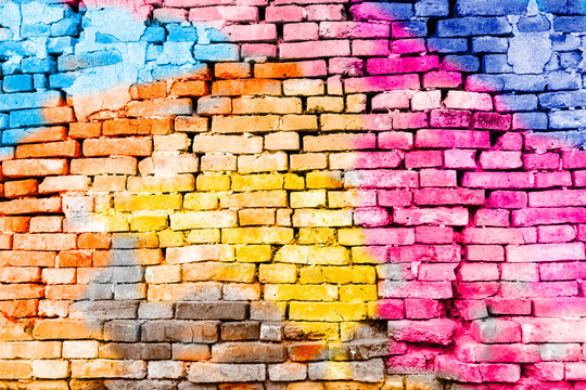 Abstract Colorful brick wall background