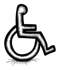 Cartoon image of Handicap Icon. Accessibility symbol. An artistic freehand picture.