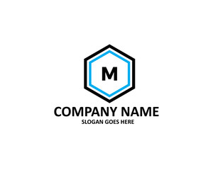 m letter hexagon logo