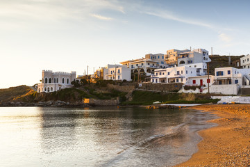 Fototapeta na wymiar Loutra village on Kythnos island early in the morning. 