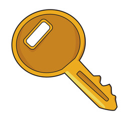 Cartoon image of Key Icon. Key symbol. An artistic freehand picture.