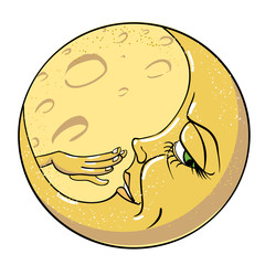 Cartoon image of Moon Icon. Nighttime symbol. An artistic freehand picture.