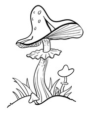 Cartoon image of mushrooms. An artistic freehand picture.