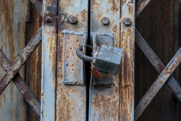 old rusty key iron metal door