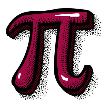 Cartoon image of Pi symbol. An artistic freehand picture.