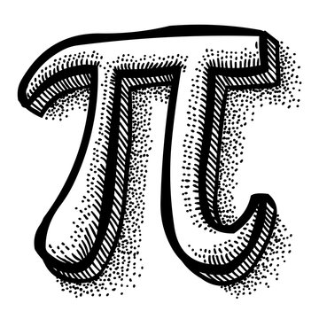 Cartoon image of Pi symbol. An artistic freehand picture.