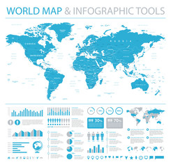 World Map Vector Info Graphics. Detailed illustration of worldmap