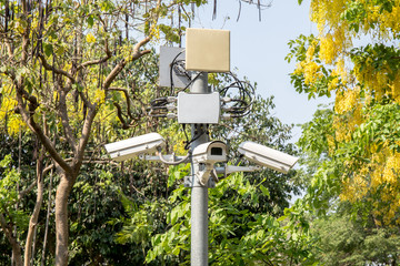 CCTV camera in the public park.