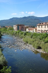 Fototapeta premium River San Bernardino in Intra Verbania at Lake Maggiore in summer, Italy 