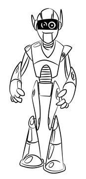 Cartoon image of robot. An artistic freehand picture.