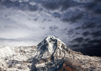 Mountain peak in Annapurna South range in Nepal Himalaya