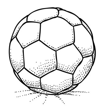 Cartoon image of Soccer ball Icon. Football symbol. An artistic freehand picture.