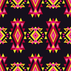 Ethnic boho seamless pattern. Tribal art print, repeatable background. Retro motif. Vector illustration. Textile rapport.