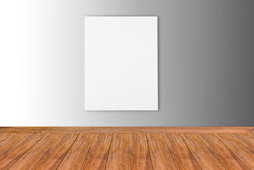 White Blank Poster in concrete floor room,Template Mock up for your content