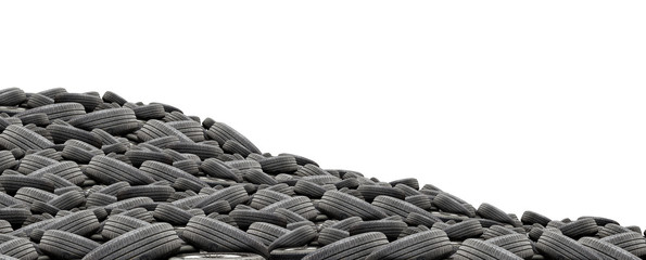 pile of old tires with white background